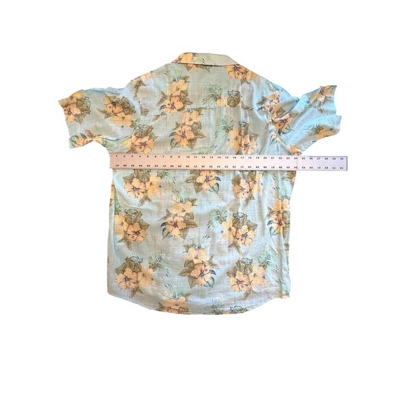Club Room Mens XL‎ Blue Tropical Hibiscus Floral Short Sleeve Button Down Shirt - Picture 3 of 5